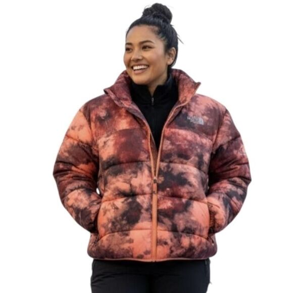 The North Face Jacket Womens 2XL Coral Black Relaxed Fit Puffer Zip NF0A7WU8 - Picture 1 of 13